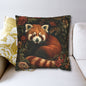 Botanical Red Panda Pillowcase: Morris Inspired Cottagecore Decor
