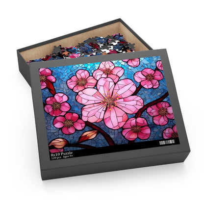 Stained Glass Cherry Blossom Jigsaw Puzzle (120, 252, 500-Piece)  Gift-Ready Box, Adult Jigsaw Puzzle, Gift Him Her