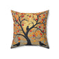 Autumn Crow Tree Throw Pillow, Fall Decorative Square Pillow