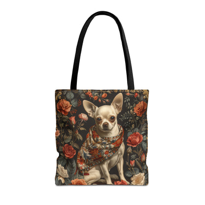 William Morris Inspired Chihuahua Tote Bag, Eco-Friendly Carryall