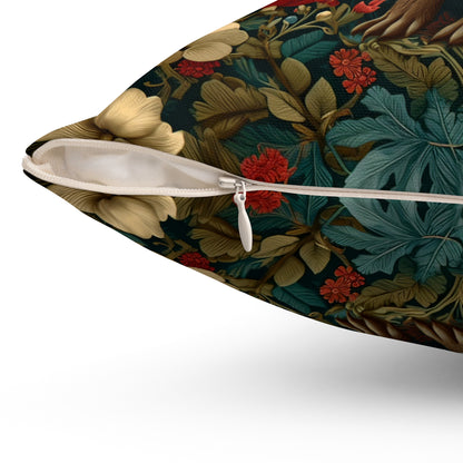 Capybara Floral Pillow, William Morris Style Botanical Animal Cushion for Cozy Home Decor