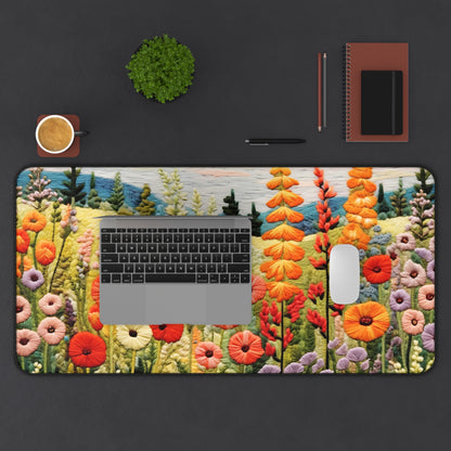 Wildflowers Embroidered Desk Mat | Office Decor GiftDesk Mats