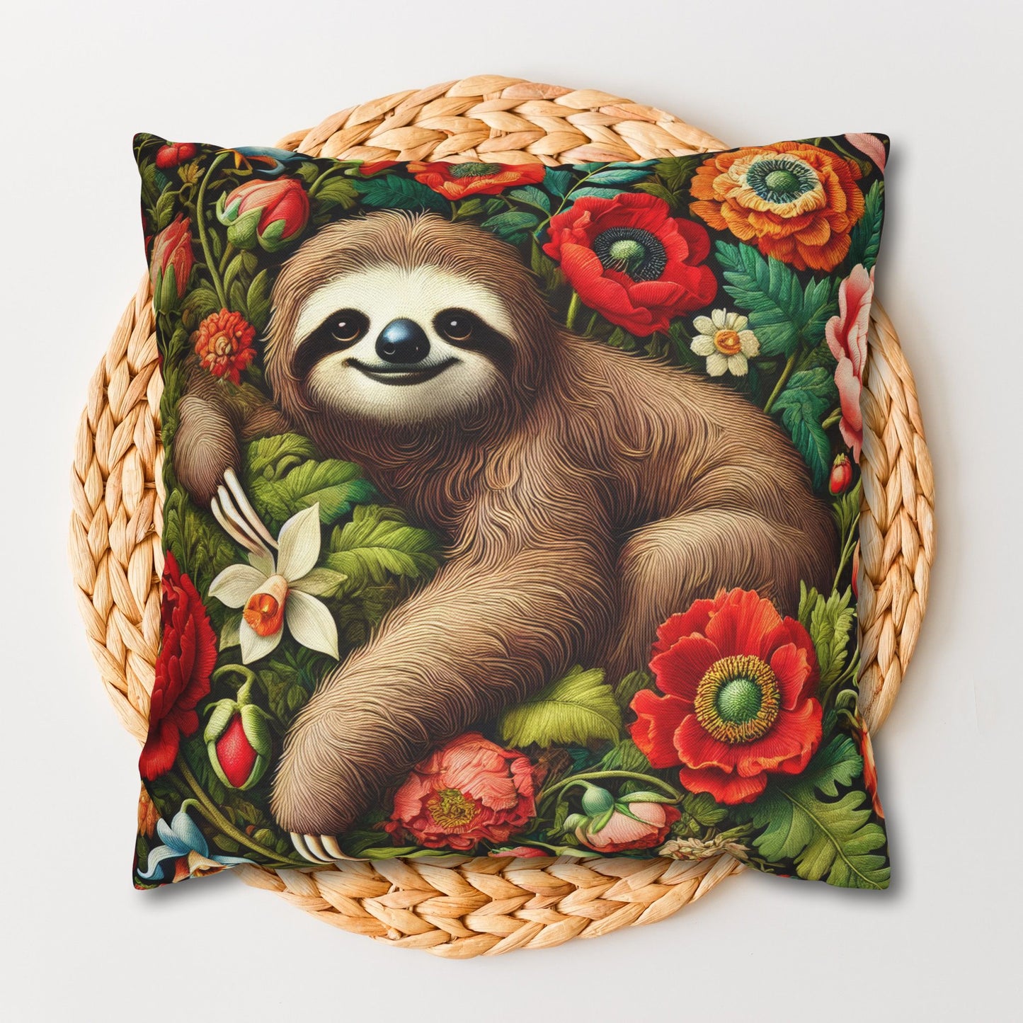 William Morris Inspired Cozy Sloth Pillowcase
