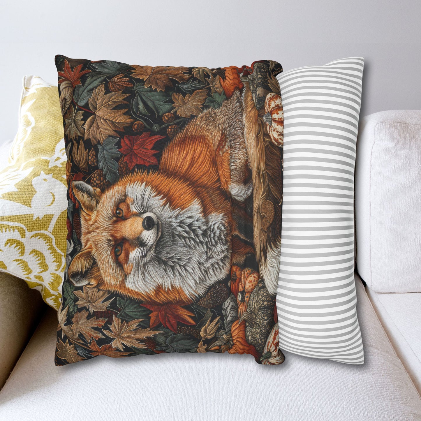 William Inspired Woodland Fox Pumpkins Patch Decorative Pillowcase