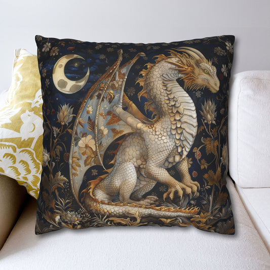 Victorian Dragon Crescent Moon And Stars in Whimsical Night Pillowcase