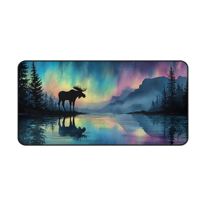 Aurora Moose Desk Mat, Northern Lights Mouse Pad, Night Sky Landscape Desk Pad, Nature Aesthetic Workspace Decor