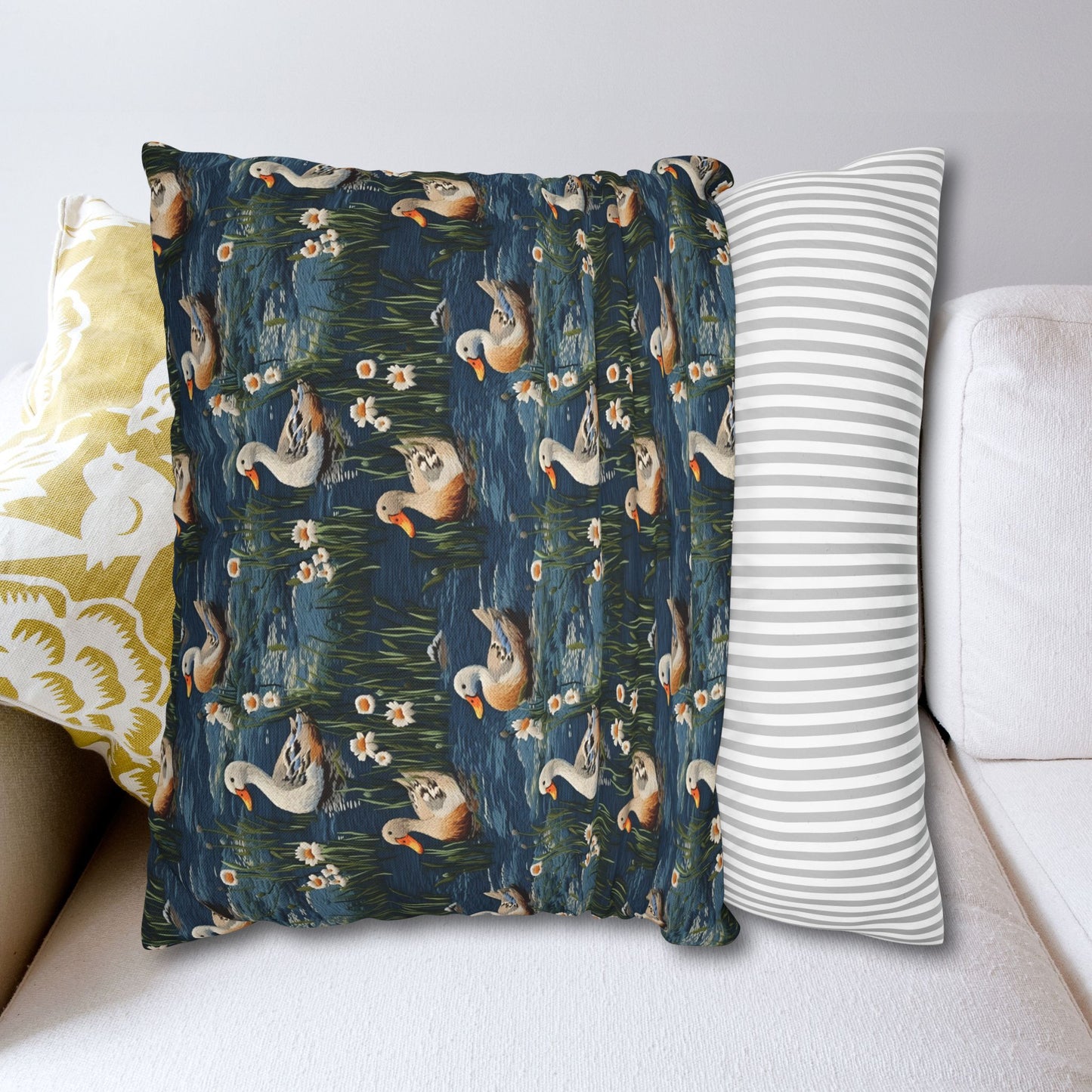 Woodland Duck Embroidery Pattern Pillowcase
