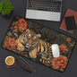 Art Deco Tiger Floral Leopard Print Desk Mat - Gamer Keyboard Mouse Pad - Office Decor Gift, Desk Mats, Home Office Accessories, Gaming Desk