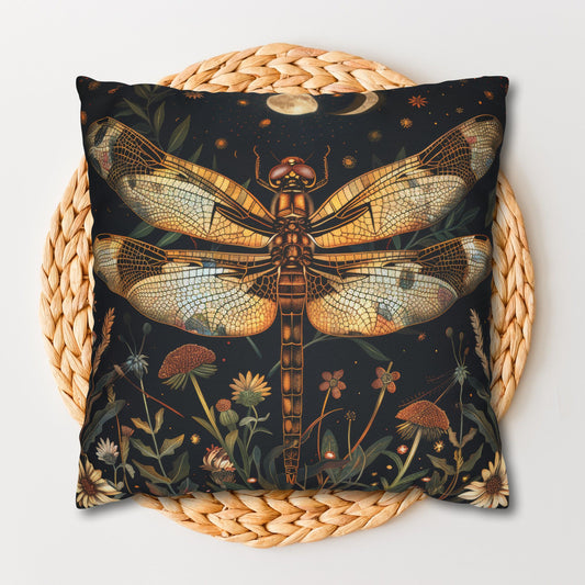 William Morris Inspired Woodland Dragonfly Decorative Pillowcase | Cottage-core Pillow case