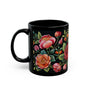 Vintage Roses Pattern Embroidery Black Mug 11oz/15oz