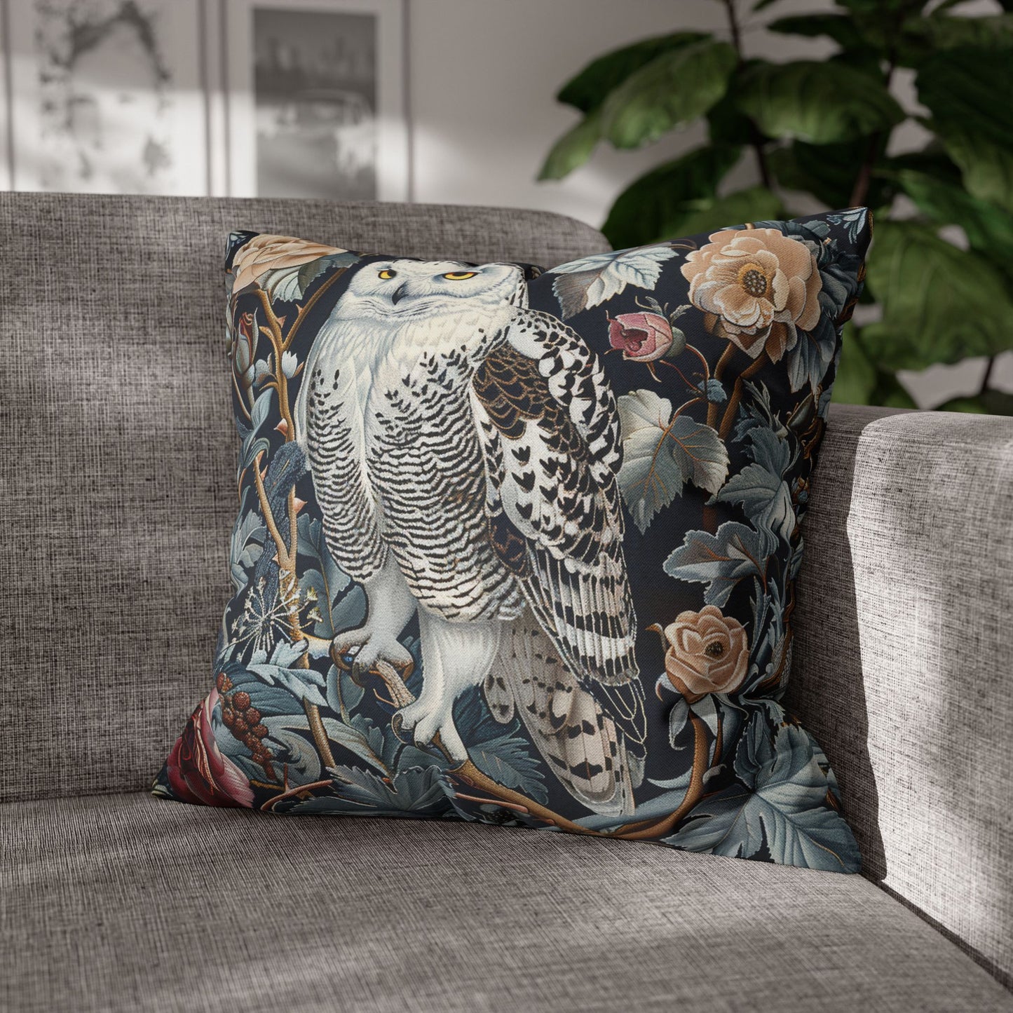 Snowy Owl Frozen Garden Decorative Pillowcase