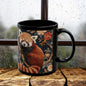 Red Panda Black Mug: William Morris Inspired Forest Design (11oz, 15oz)