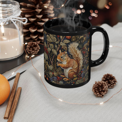 Squirrel Mug: William Morris Inspired Forestcore Ceramic Cup