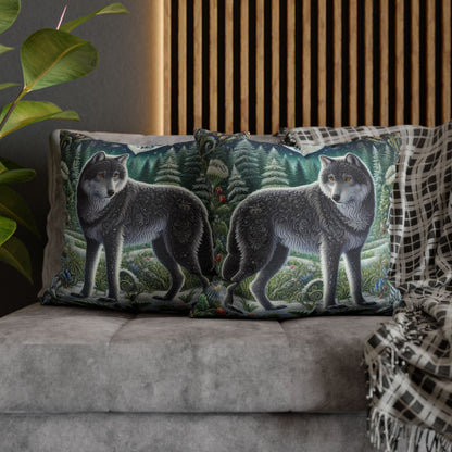 Wolf Design Square Pillowcase, Nature Decor, Wildlife Home Accent, Cozy Gift for Animal Lovers, Rustic Living Room Decor