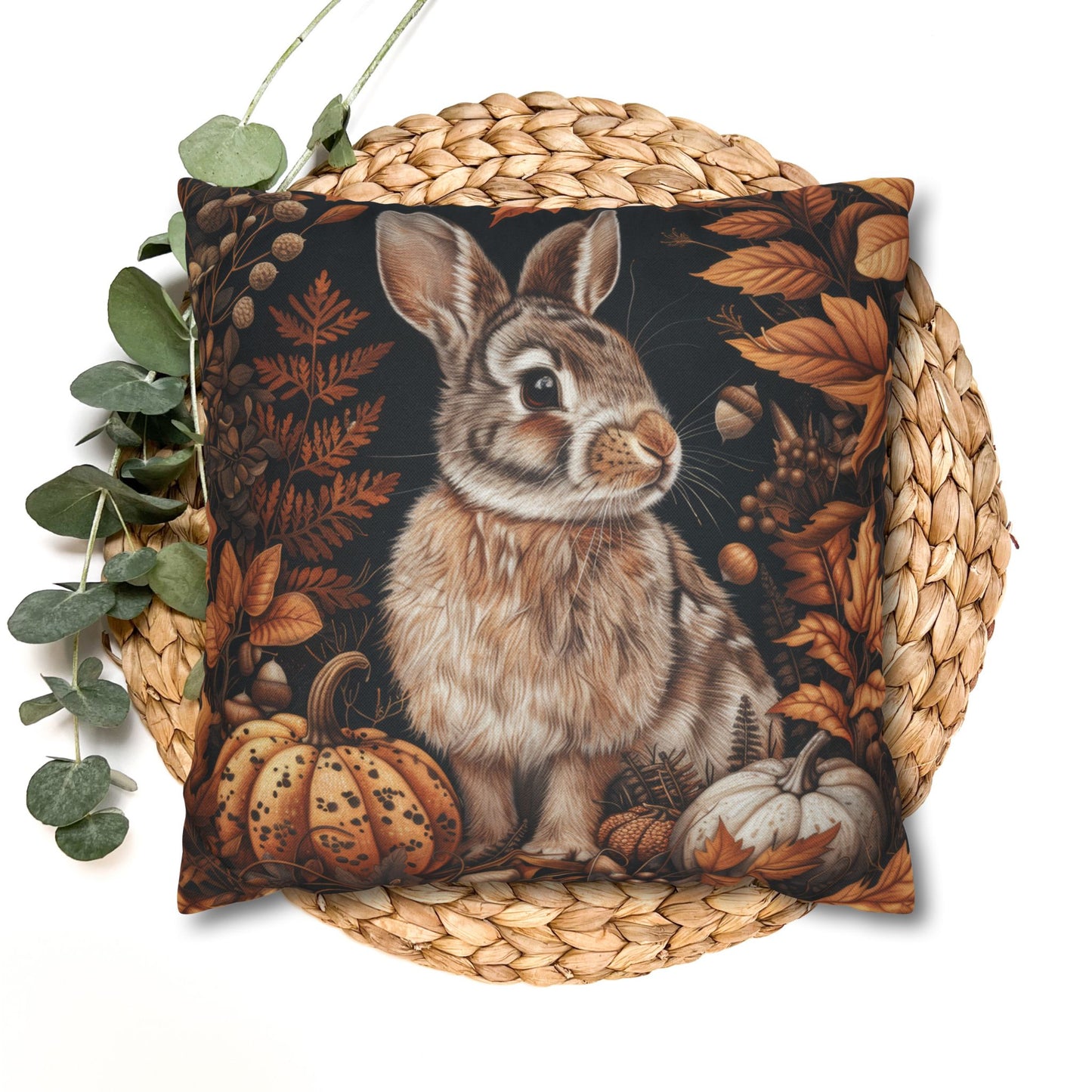 Bunny Fall Pillow: William Morris Autumn Forest Throw Cushion