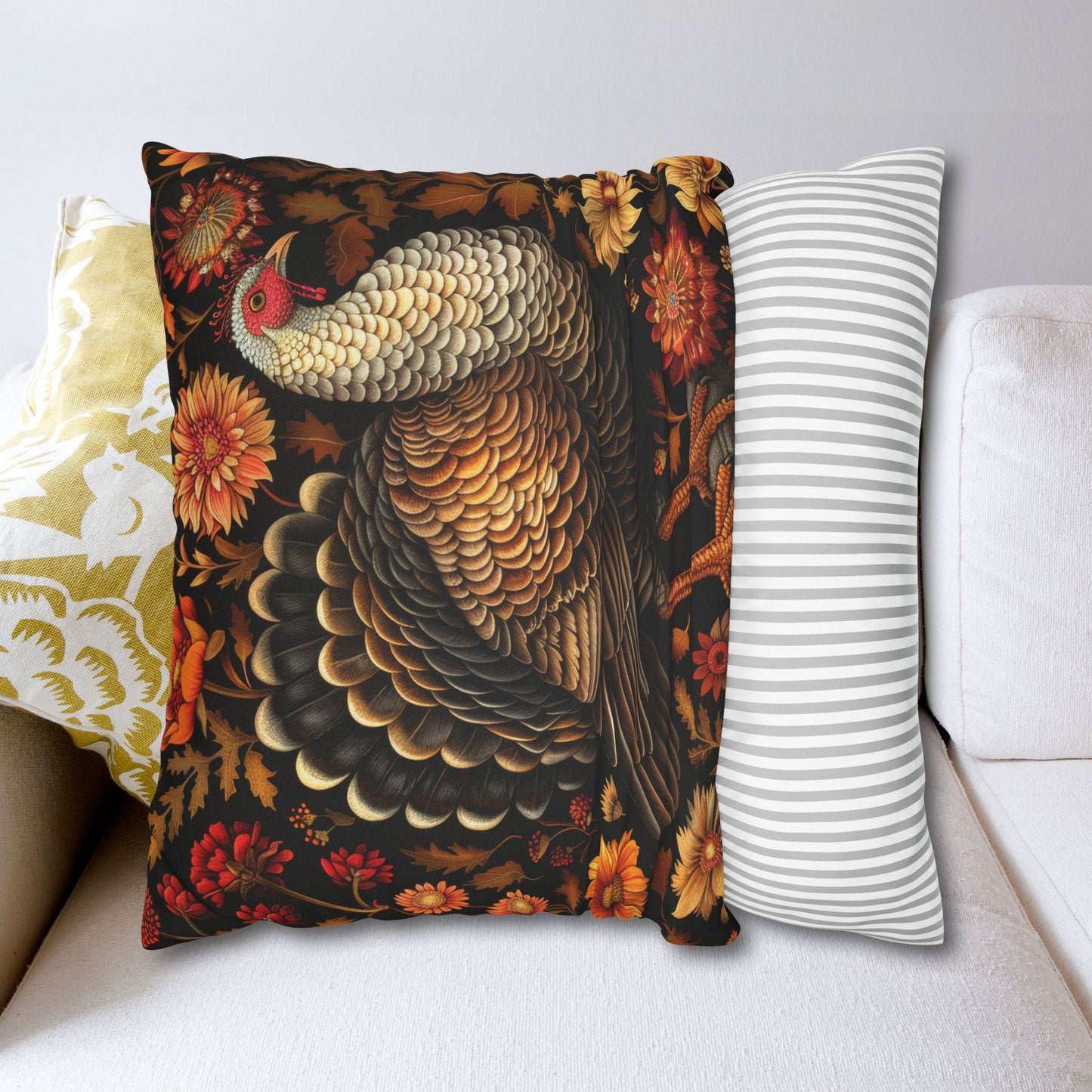 Turkey Throw Pillowcase: William Morris Inspired Fall Decor