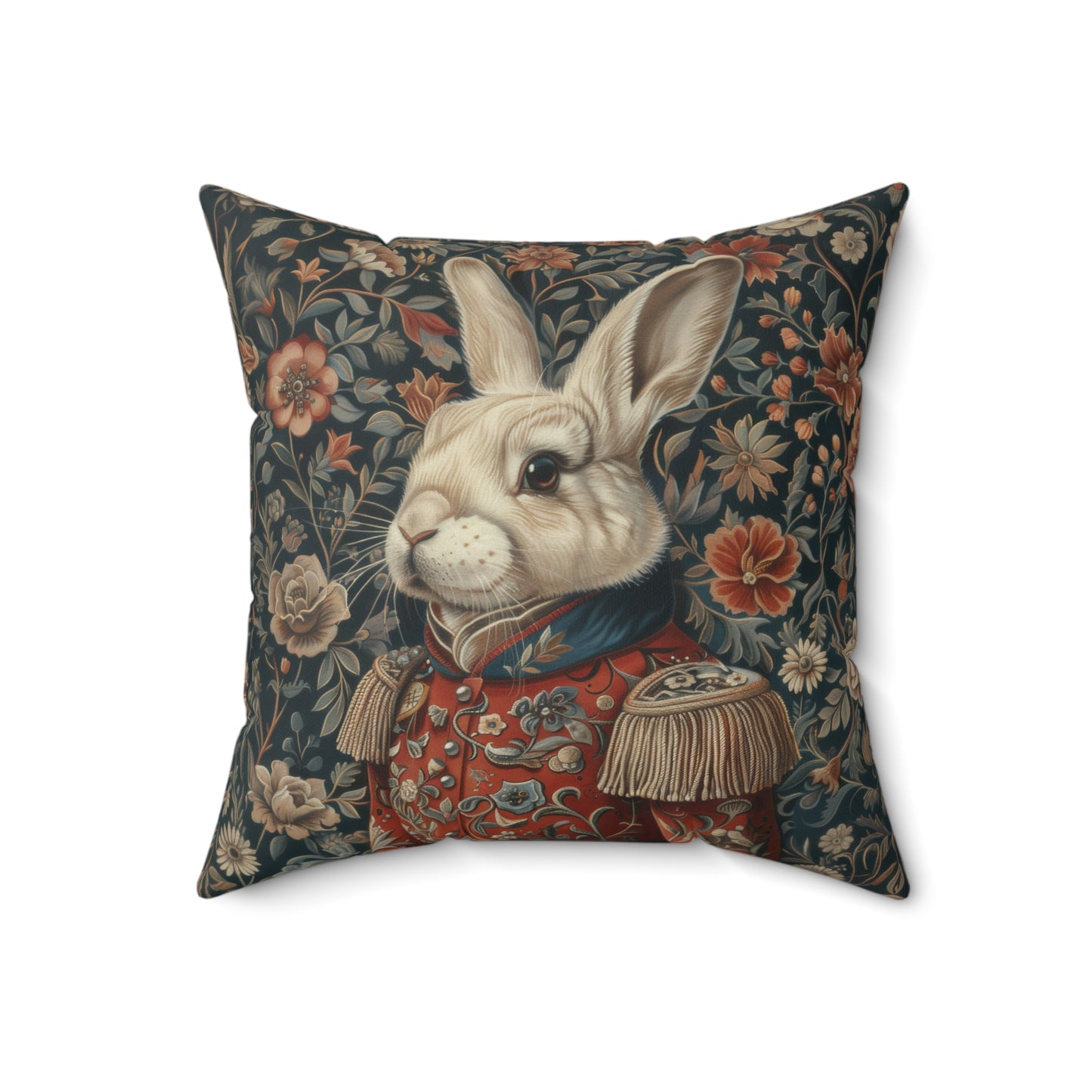 Christmas Nutcracker Rabbit Pillow: William Morris Inspired Holiday Decor
