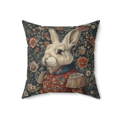 Christmas Nutcracker Rabbit Pillow: William Morris Inspired Holiday Decor