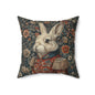 Christmas Nutcracker Rabbit Pillow: William Morris Inspired Holiday Decor