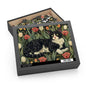 Tuxedo Cat Tulips Field in William Morris Style (120, 252, 500-Piece) Adult Jigsaw Puzzle, Gift Him Her