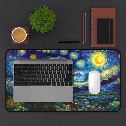 The Starry Night Van Gogh , Gaming Desk Mat 2 Sizes |  Office Decor GiftDesk Mats