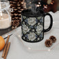 Vintage Roses Pattern Embroidery Black Mug 11oz