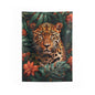 Jungle Leopard Portrait Tapestry, Botanical Wildlife Wall Hanging