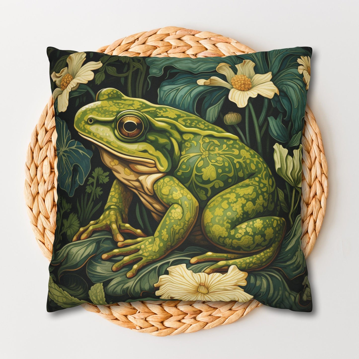 William Morris Inspired Forest Frog Pillowcase