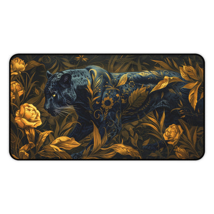 William Morris Inspired Gold Black Panther Desk Mat 2 Sizes | Gamer Keyboard Mouse Pad | Office Decor GiftDesk Mats