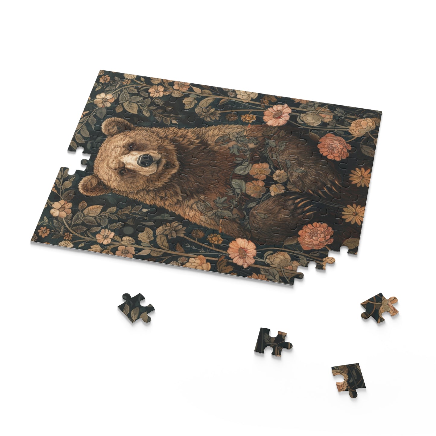 William Morris Inspired Forestcore Mama Bear Jigsaw Puzzle (120, 252, 500-Piece)  Gift-Ready Box, Adult Jigsaw Puzzle, Gift Him Her