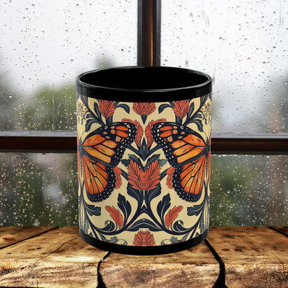 William Morris Inspired Monarch Butterfly Coffee Mug 11oz, 15 oz