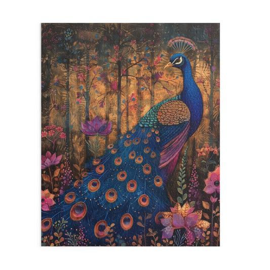 Peacock in spired by William Morris Art (120, 252, 500-Piece) Adult Jigsaw Puzzle, Gift For Her