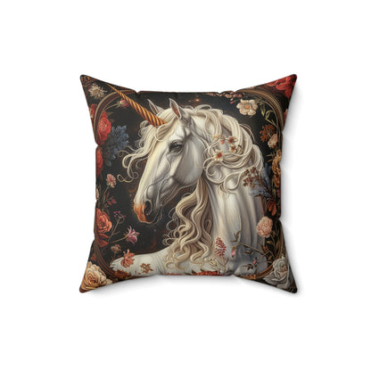 White Unicorn Botanical William Morris Inspired Victorian Pillow Home Decor