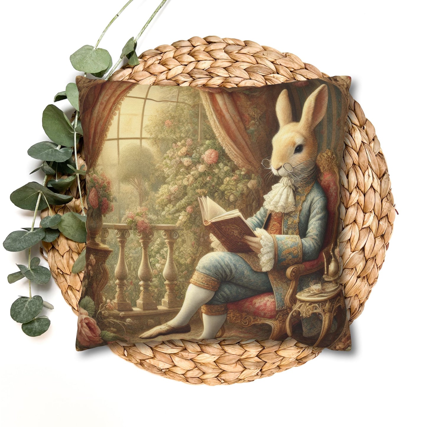 Whimsical Rabbit Pillowcase | Cozy Home Accent for Bunny Lovers, Decorative Cushion for Baby Shower, Easter Decor, Animal Art Print