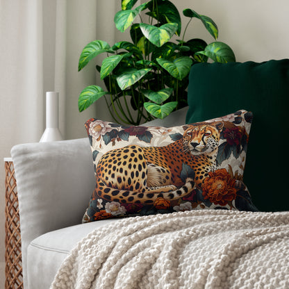 Cheetah Pattern William Morris Inspired Spun Polyester Lumbar Pillow