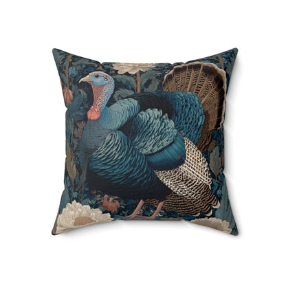 Thanksgiving Turkey Pillow, William Morris Style Cushion, Fall Decor