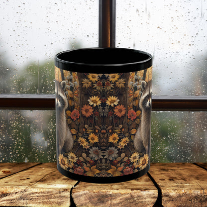 Botanical Raccoon Coffee Mug: Woodland Fall Ceramic Drinkware