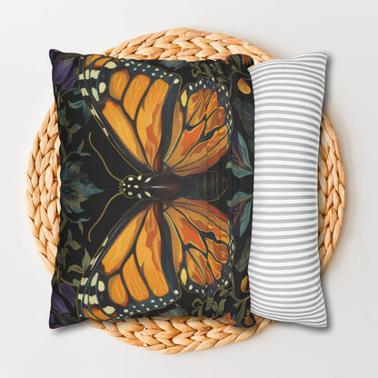 William Morris Inspired Monarch Butterfly Pillowcase, Decorative Monarch Butterfly