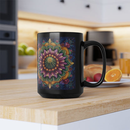 Cactus Mandala Kitchenware Black Coffee Mug 11oz, 15oz