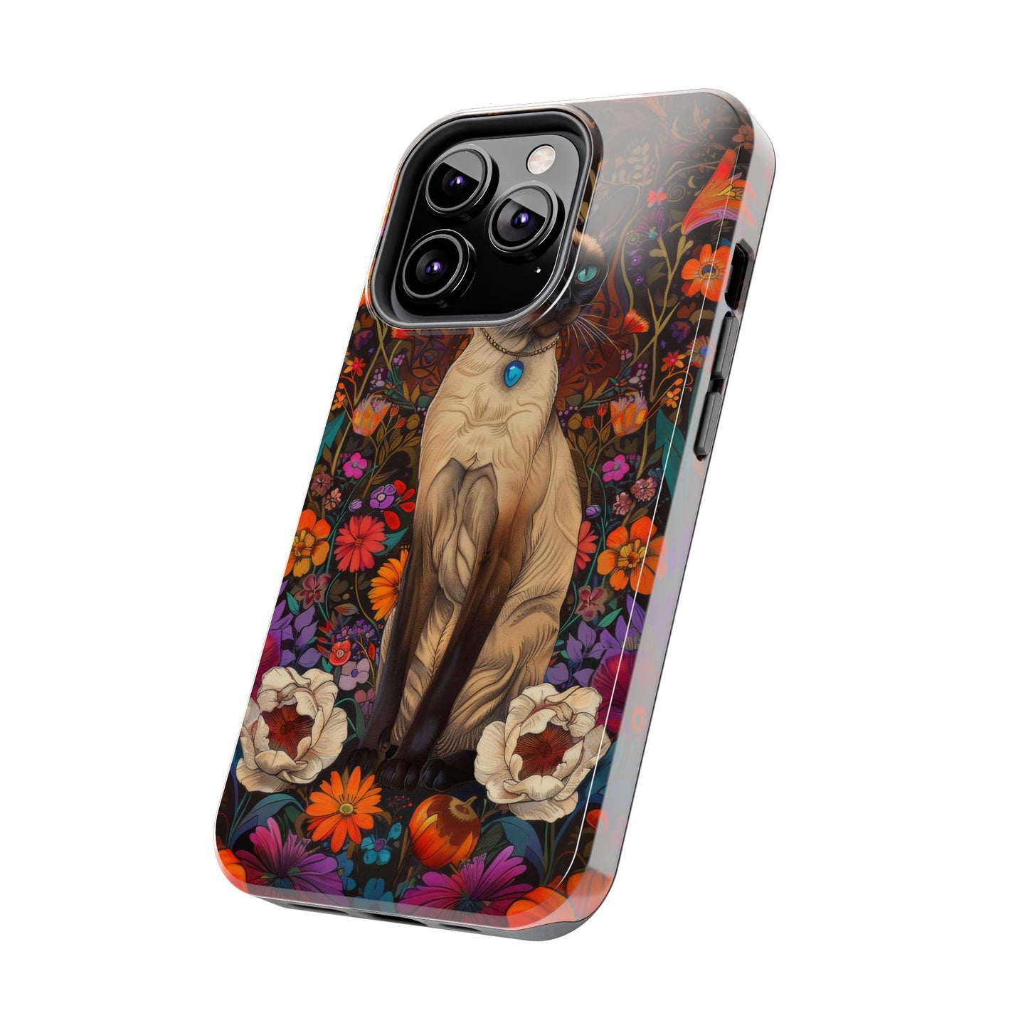 Art Deco Siamese Cat In The Style of William Morris iPhone Tough Case