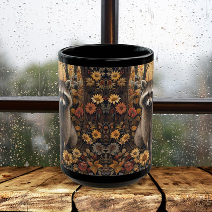 Botanical Raccoon Coffee Mug: Woodland Fall Ceramic Drinkware