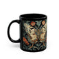 Woodland Botanical Butterfly William Morris Inspired Black Coffee Mug For Her Him Ceramic Mug Black Mug 11oz, 15oz