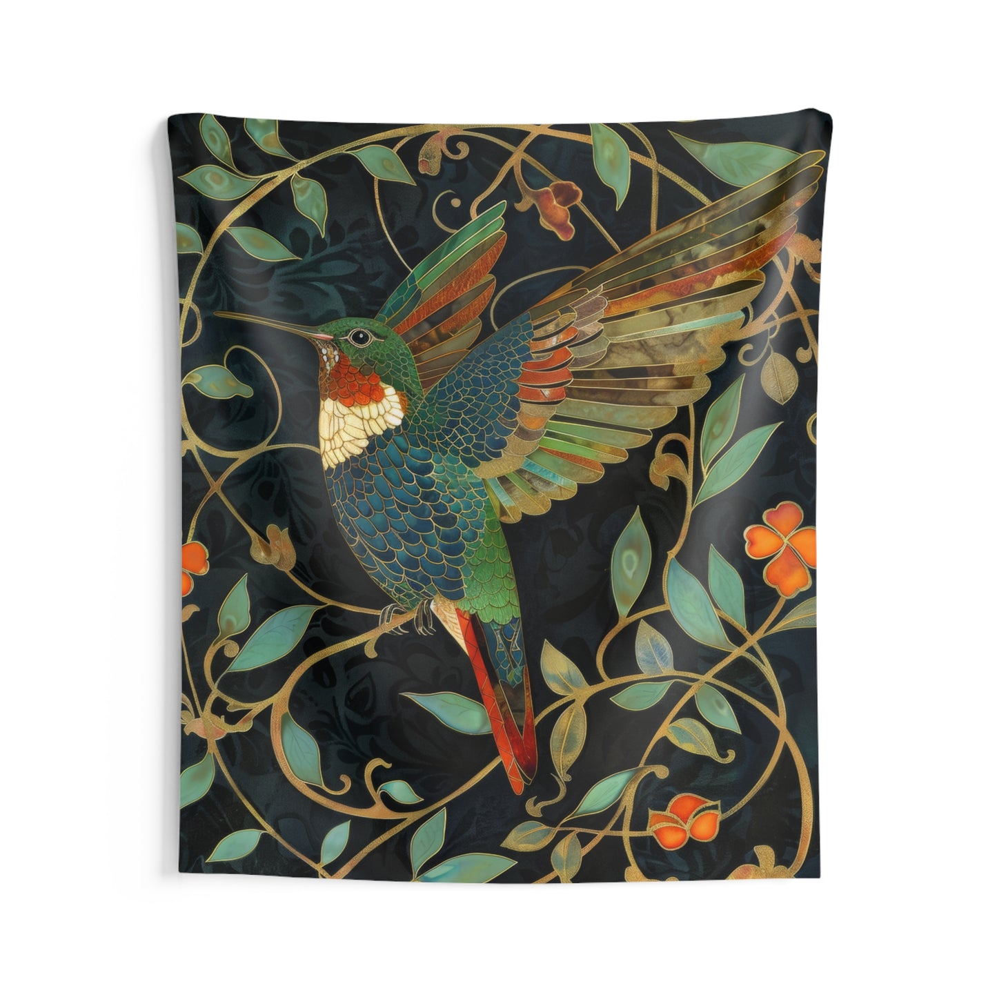 Tapestry of Hummingbird Art Deco William Morris Inspired Indoor Wall Tapestries