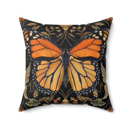 Woodland Monarch Butterfly Floral Botanical in the Style of William Morris Pillow