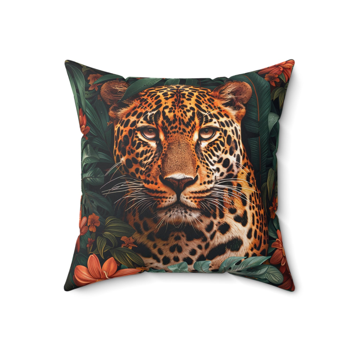 William Morris Inspired Leopard Pillow, Farmhouse Decorative Leopard Cushion, Spun Polyester Square Pillow