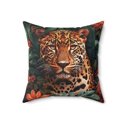 William Morris Inspired Leopard Pillow, Farmhouse Decorative Leopard Cushion, Spun Polyester Square Pillow