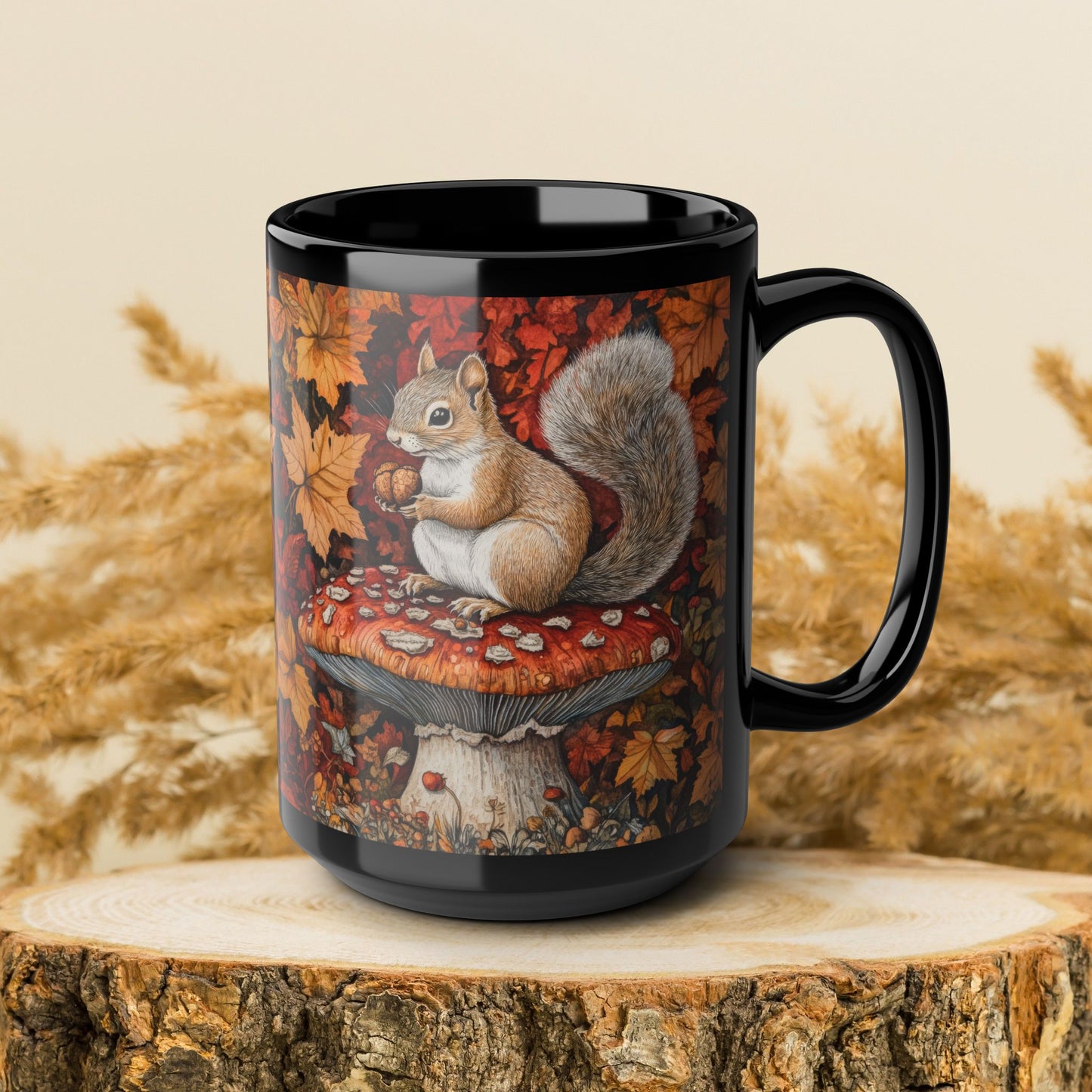 Autumn Squirrel Mug, Cozy Fall Coffee Cup, Cute Gift for Nature Lovers, Seasonal Decor, Thanksgiving, Hot Beverage