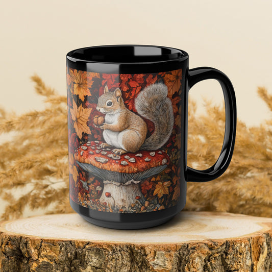 Autumn Squirrel Mug, Cozy Fall Coffee Cup, Cute Gift for Nature Lovers, Seasonal Decor, Thanksgiving, Hot Beverage