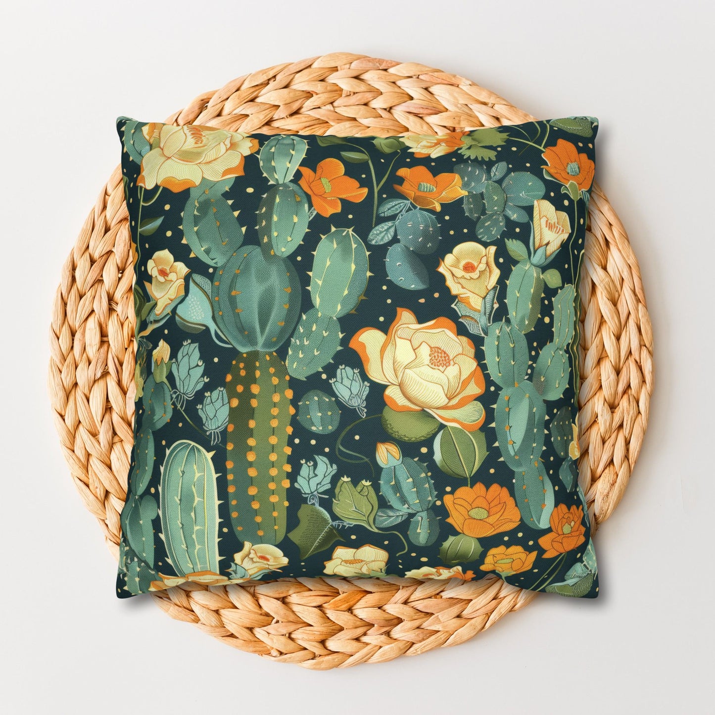 William Morris Inspired Cactus Pillowcase | Cottagecore Art Nouveau Pillowcase