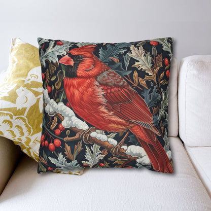 Red Cardinal Among Winter Florals Decorative Pillowcase